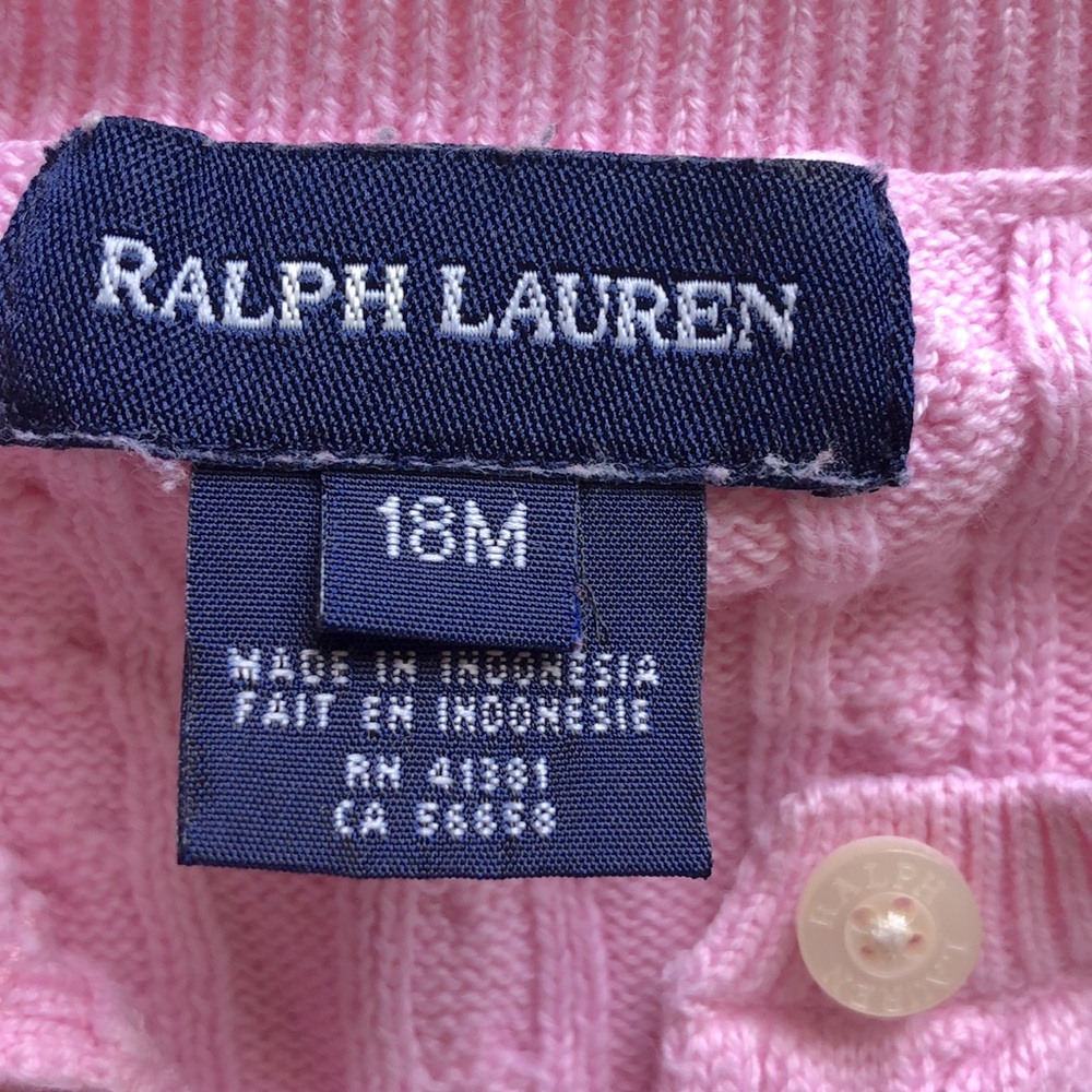 ⬇️Ralph Lauren Baby Cardigan Pink Gently Used 18M - Picture 3 of 6